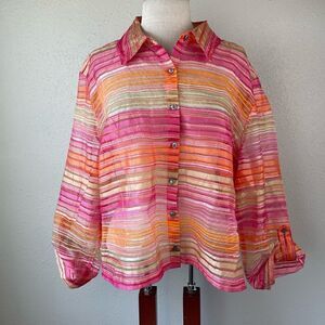 Notations Sheer Long Sleeve Top Size L EUC